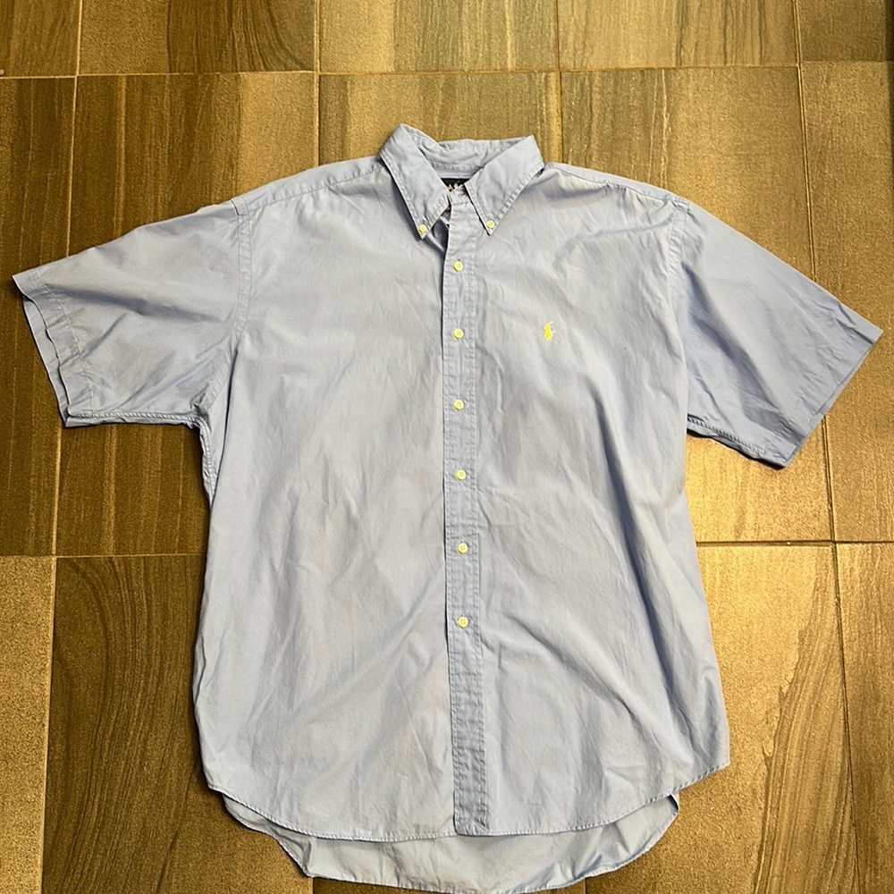Ralph Lauren Blue Short Sleeve Button Down Shirt